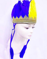 NessiWorld Yellow Navy Blue Color Feathered Indian Headdress | Fenerbahce Fan Headdress